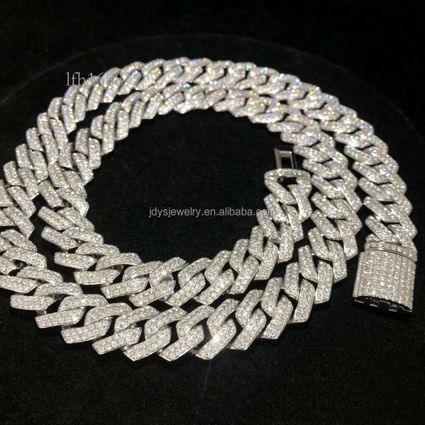

Fine Jewelry Hip Hop Sterling Sier Vvs Moissanite Diamond Iced Out 14Mm Miami Cuban Link Chain 22Inch Necklace For Men