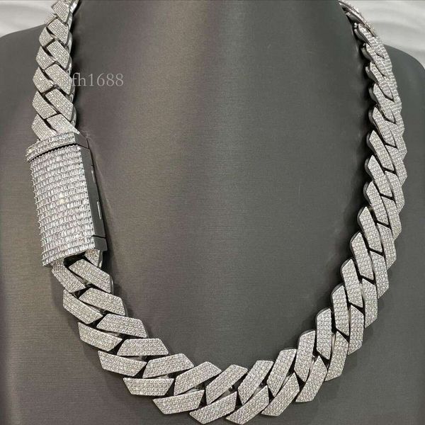 

Mens Gold Chains 18Mm Iced Out Two Tone Vvs Moissanite Miami Cuban Link Chain S Sterling Sier Necklace