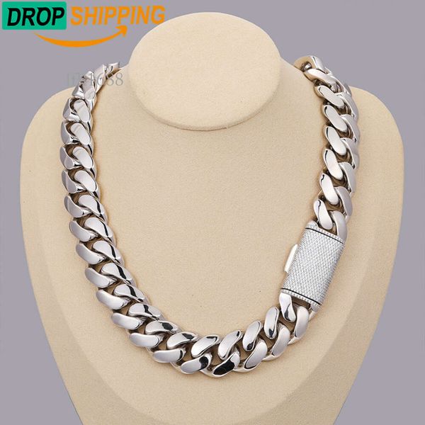 

Dropshipping Hip Hop Jewelry 20Mm Sterling Sier Vvs Moissanite Iced Out Box Clasp Miami Cuban Link Chain Necklace For Men