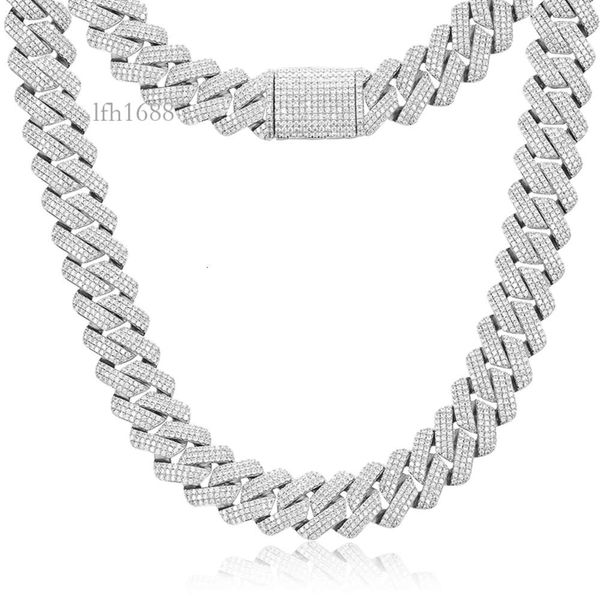 

Drop Shipping Moissanite Jewelry Men 20Mm Chunky Sier Vvs Moissanite Cuban Link Chain Necklace