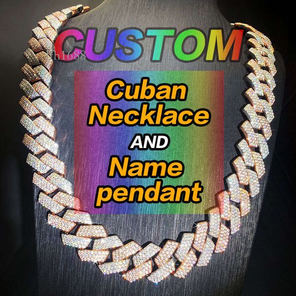 

Custom Hiphop Moissanite Cuban Link Chain Sterling Sier Iced Out Jewelry Bling Vvs Diamond Miami Cadena Cuban Necklace Men