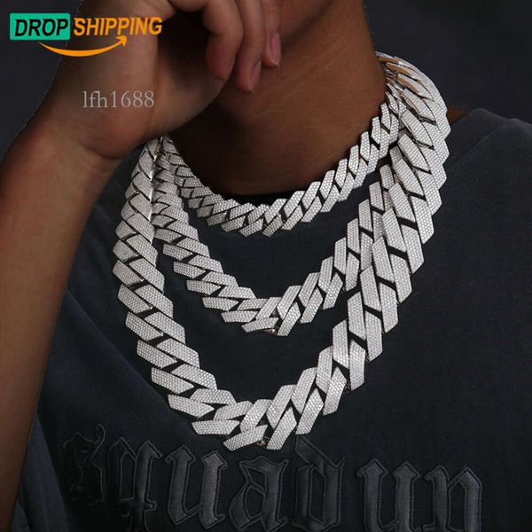 

Dropshipping High Quality 16Mm 20Mm 27Mm Sterling Sier Hand Set Vvs Moissanite Diamond Iced Out Cuban Link Chain Necklace