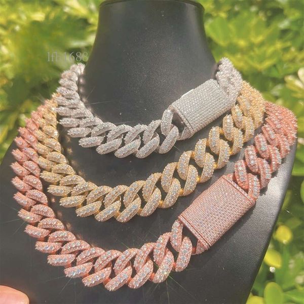 

Wholesale Drop Shipping Vvs 10Mm 12Mm 14Mm 18Mm 20Mm Moissanite Diamond Jewelry Hip Hop Necklace Cuban Link Chain For Men
