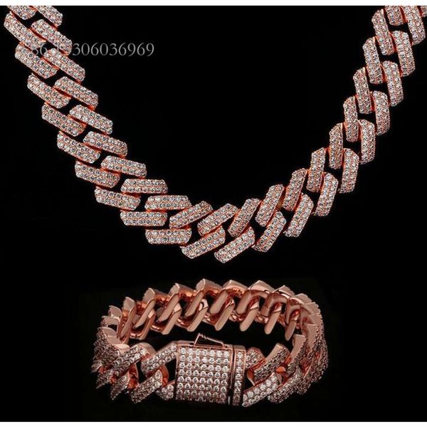 

Iced Out Vvs Moissanite Sparkling Chain Custom Sier Necklace Cuban Link Sparkle Chain Necklace Jewelry Set For Woman