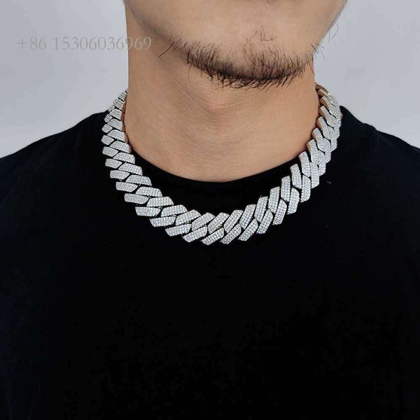 

Hip Hop S Sterling Sier Diamond Man Cuban Link Chain Moissanite Man Necklace