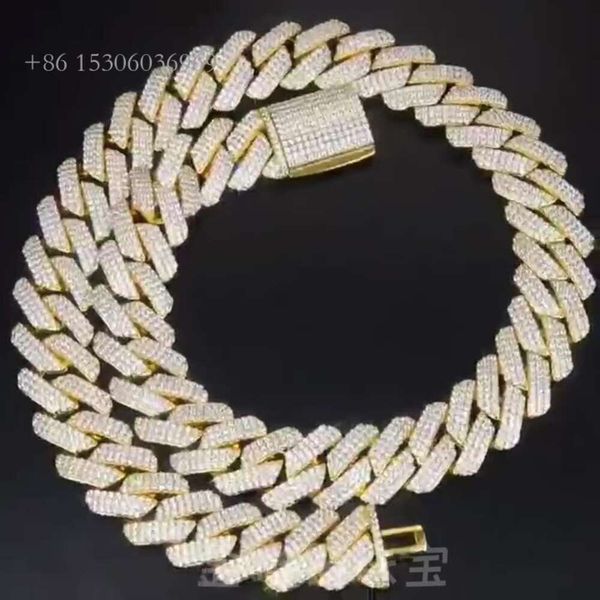 

New Arrival Custom Vvs Moissanite 9-19Mm Fashion Hip Hop Jewelry Gold Plated S Sier Cuban Link Chain Jewelry