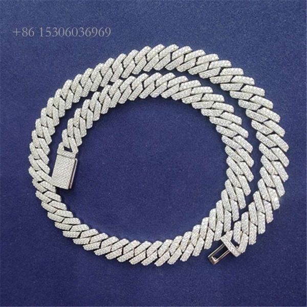 

8/10/12/ 14/16Mm Customize Moissanite Cuban Link Chain Sier Necklace Ice Out Cuban Link Chains