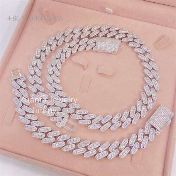 

Custom Lock Stock 15Mm Two Row Iced Out Jewelry Sterling Sier Vvs Loose Moissanite Diamond Cuban Link