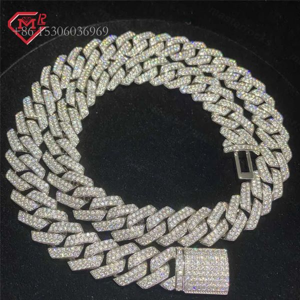 

Customized Sterling Sier Iced Out 12Mm Cuban Necklace Hip Hop Men Bling Vvs Moissanite Diamond Cuban Linke Chain