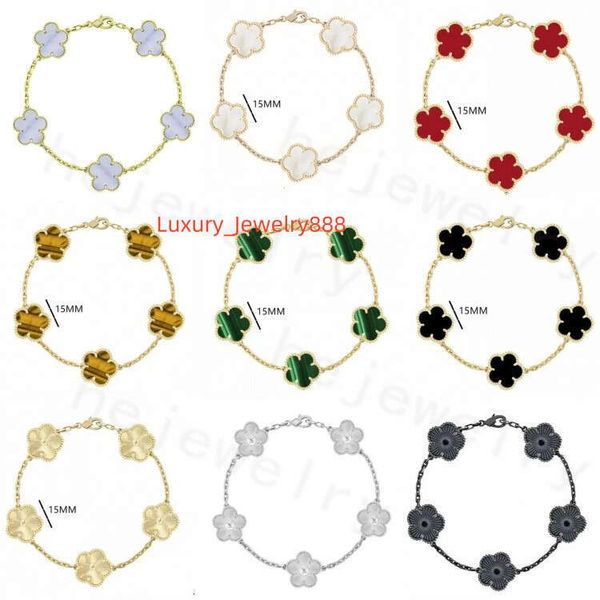 

Designer women 4/four leaf clover plated gold red green white shell agate charm bracelet woman designer jewlery zl213