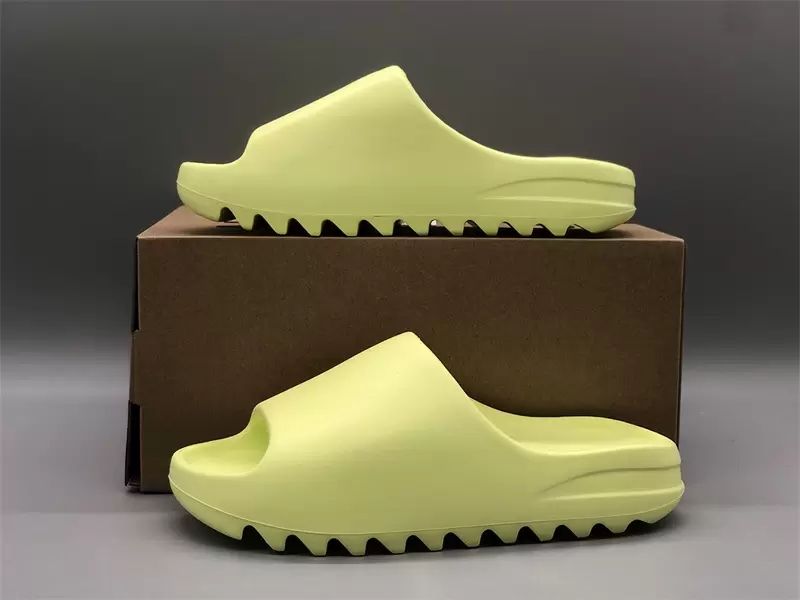 

foam runner slide glow green slippers shoes men women outdoor sneakers sports with original box fast delivery, Black