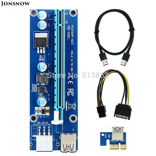 

computer & office 006c pc pcie pci-e pci express riser card 1x to 16x usb 3.0 data cable sata to 6pin ide