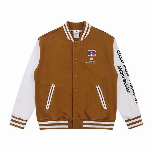 

men baseball uniform jacket flocking leather sleeves coat single breasted warm jackets couples varsity coats designer aprm, Black;brown