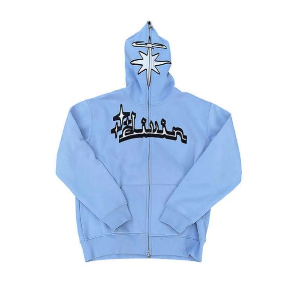 

y2k hoodie women's leisure fashion sports men's punk vintage high street zipper couple sleeve outerwear basic clothing cfxk, Black