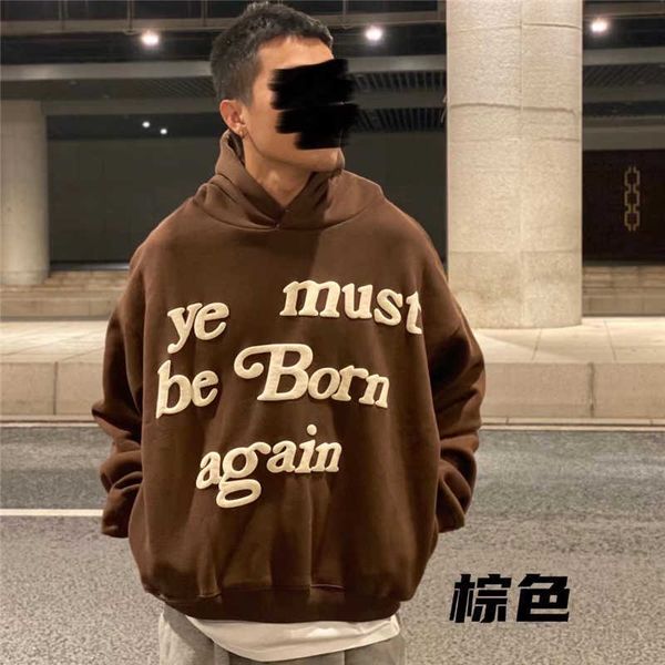 

cpfm ye must be born again hoodie men's women hoodies sweatshirts puff print men pullover heavy fabric embroidery hood 9he5, Black