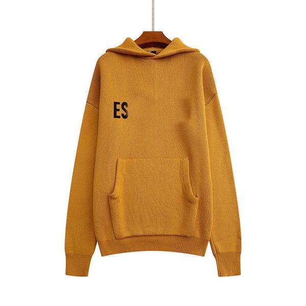 

2023 designer sweaters fashion men embroidery knitting long sleeve hoody pullover knitted letter knit hoodie winter selling essentialhoodie, Black