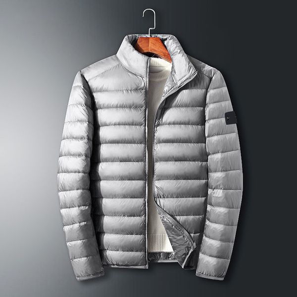 

luxury coat simple fashion design men's down jacket trend pocket small icon thickened embroidered printed shirt collar double zip stone, Black