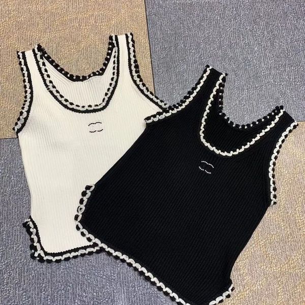 

men's t-shirts designer anagram-embroidered women tanks camis cotton-blend tank two c letters designer skirts yoga suit channel dress, White