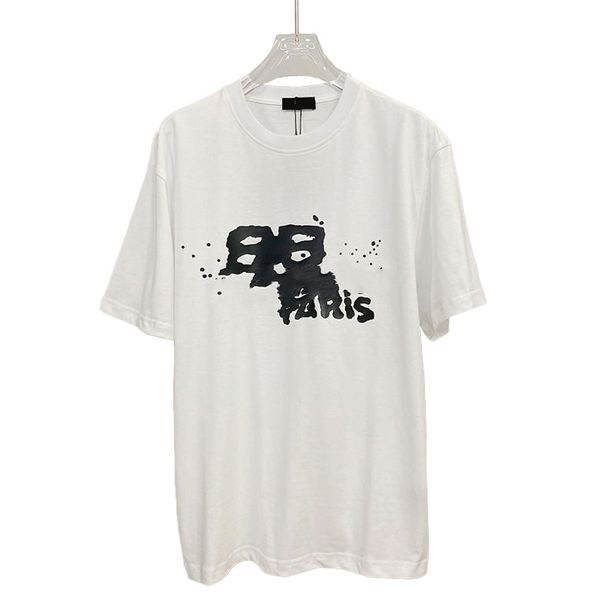 

ba mens designer tshirt womens t shirt graffiti splashing ink couples parisletters printed shirts summer tees ja4i, White;black