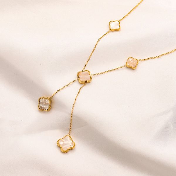 

classic fashion pendant necklaces women elegant 4/four leaf clover locket necklace choker chain 18k plated gold stainless steel jewelry acce, Silver