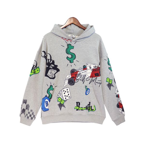 

2023rud hand-painted graffiti high street men's and women's hoodies tide style autumn winter season cx id3g, Black