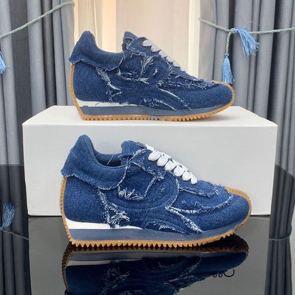 

flow runner in calfskin shoes spanish designer sneakers lace up sneaker in calfskin with a soft upper comfortable honey rubber waves sole