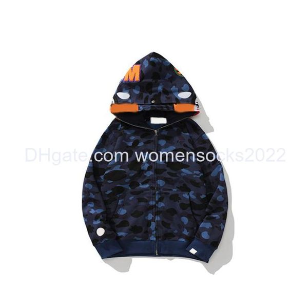 

2016 men's hoodies sweatshirts mens designer hoodie flzip up ape shark womens doublelayer color camo jacket blue hooded sweatshirt swea, Black