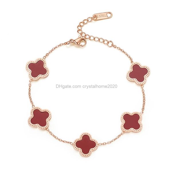 

charm bracelets four leaf clover bracelet women 18k gold plated stainless steel lucky 4 link wrist dangle jewelry mother and dau am2tz 14px7, Golden;silver