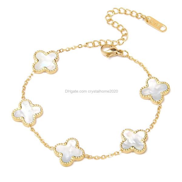 

charm bracelets four leaf clover bracelet women 18k gold plated stainless steel lucky 4 link wrist dangle jewelry mother and dau am2tz 3u31y, Golden;silver