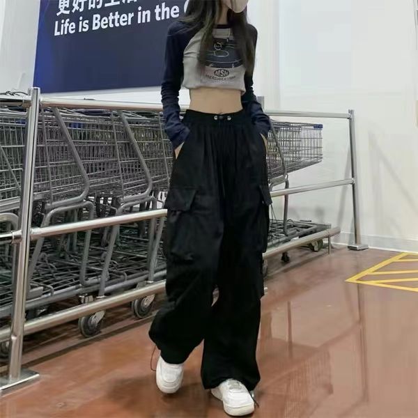 

mens pants y2k retro street trend cargo pant fashion minus two black harajuku hip hop print loose overalls joggers men tcvz