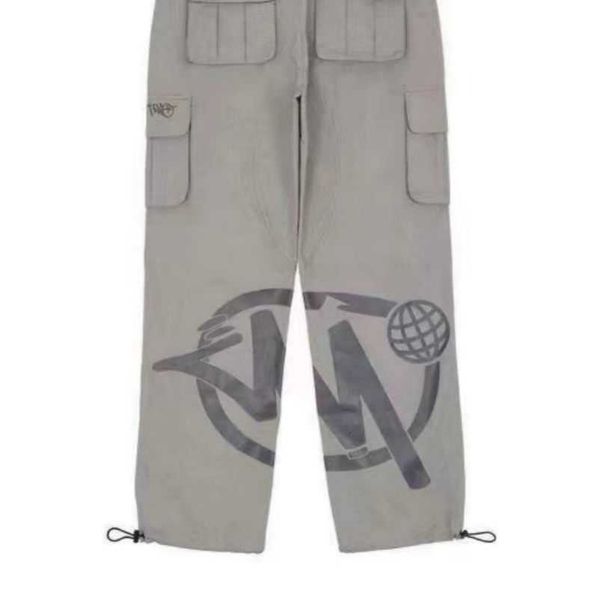 

men's pants minus two cargo harajuku casual loose punk rock straight wide leg trouser streetwear pant retro street trend overalls loeh, Black