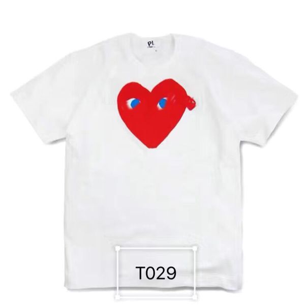 

fashion mens play t shirt designer red heart commes casual women shirts des badge garcons high quanlity tshirts cotton embroidery 9bps lzfz, White;black