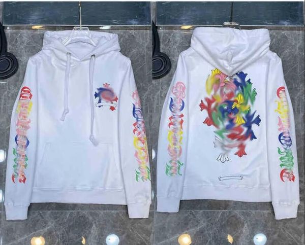 

3a men's hoodie designer chrome winter sweatshirt heart shaped ch long sleeve zipper loose jacket men women hip hop 4rrp, Black