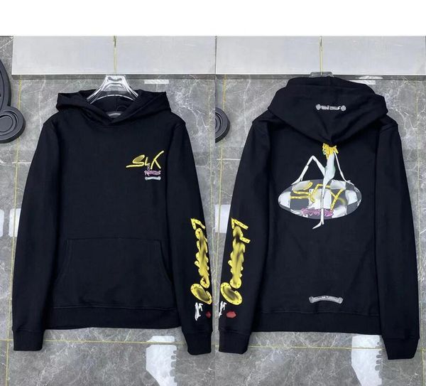 

3a men's hoodie designer chrome winter sweatshirt heart shaped ch long sleeve zipper loose jacket men women hip hop 1e8o, Black