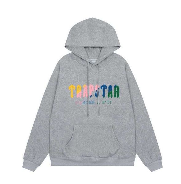 

designer clothing mens sweatshirts tracksuits hoodies high street niche rap trendy trapstar towel embroidered plush hoodie loose casual pull, Black