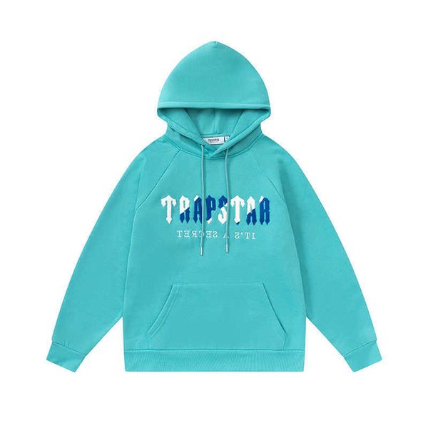 

designer clothing men's sweatshirts tracksuits hoodies small group rap trend brand trapstar blue white towel embroidery plush hooded sw, Black