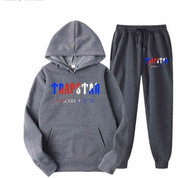 

hoodie full tracksuit rainbow towel embroidery decoding hooded sportswear men and women pullover fleece sports suit 77sb, Gray