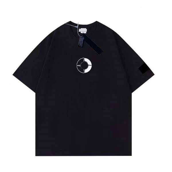 

ins tide stone solid color island men's t-shirts round neck pullover shoort sleeved fashion loose bottoming tee l3lr, White;black