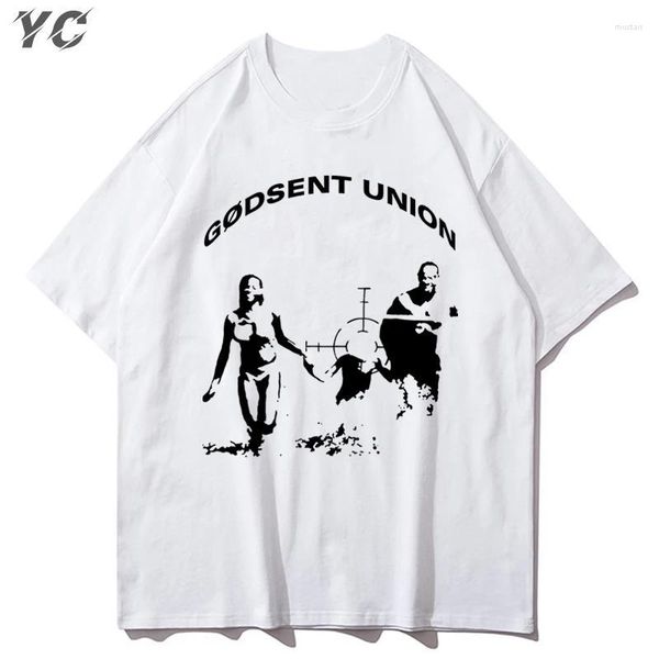 

men's t shirts gothic oversized punk men t-shirt short sleeve aesthetic graphic print summer hip hop harajuku y2k clothes cotton1noa 12, White;black