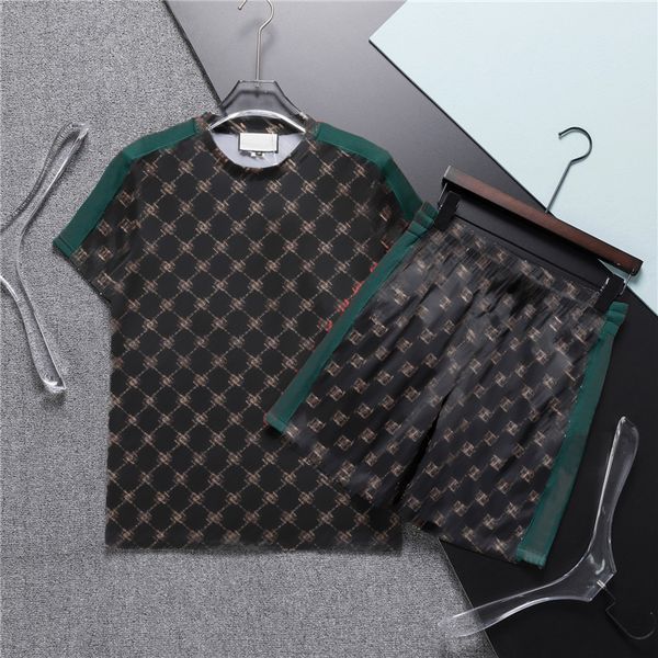 

mens tracksuit letters summer fashion sportswear short sleeves pullover jogger pants suits o-neck sportsuit yxg0, Gray