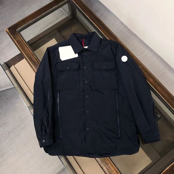 

pockets chest design lapel mens jacket arm nfc badge men windbreaker front zipper designer jacket spring autumn men coat size 1--6 gyoe t576, Black