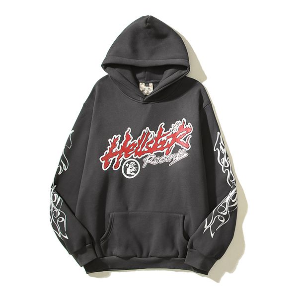 

hellstar sportsuit men and women designer hoodie long sleeve pants pullover street hip hop retro alphabet print high grey blue red white hel, Black