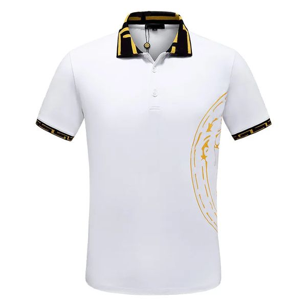 

fashion designer mens polos shirt t-shirt summer casual embroidered pattern pure cotton high sreetbusiness black and white collar shirts m-3, White;black