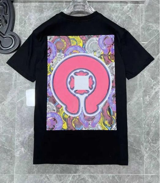 

men's classic t-shirt heart brand round neck chrome short sleeve tees ch sweater casual horseshoe sanskrit cross print akba, White;black