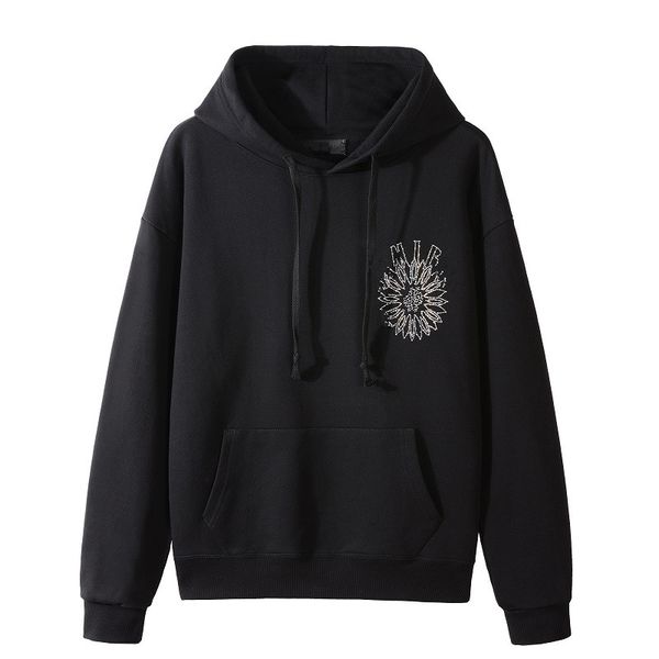 

designer clothing mens sweatshirts amires am hoodies amies floral small fresh pattern print terry hoodie sweater for men women fashion stree, Black