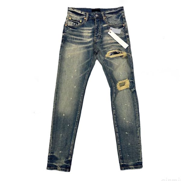 

ksubi jeans designer mens purple ripped straight regular denim tears washed old long black 22, Blue