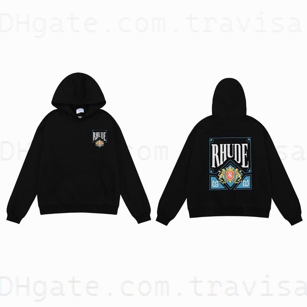 

2023 new rhude hoodie 23ss mens womens designer hoodies casual men women sweatshirts for autumn fashion pullovers us size s-xl 954t, Black