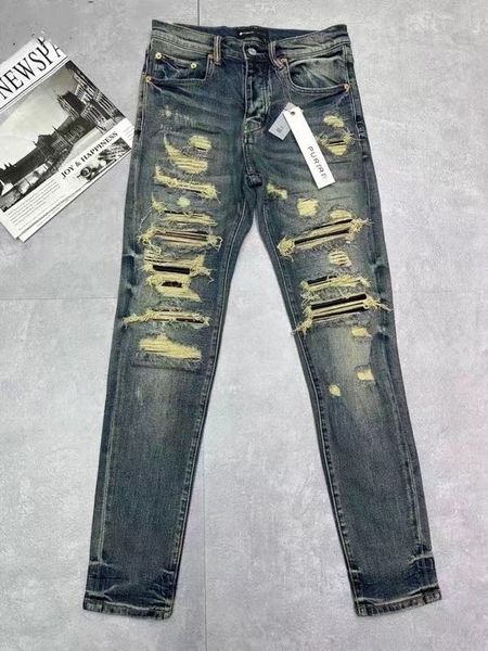 

women jeans designer purple jeans brand jeans high street purple retro paint spot slim feet micro elastic jeans men brand hip-hop fashion zi, Blue