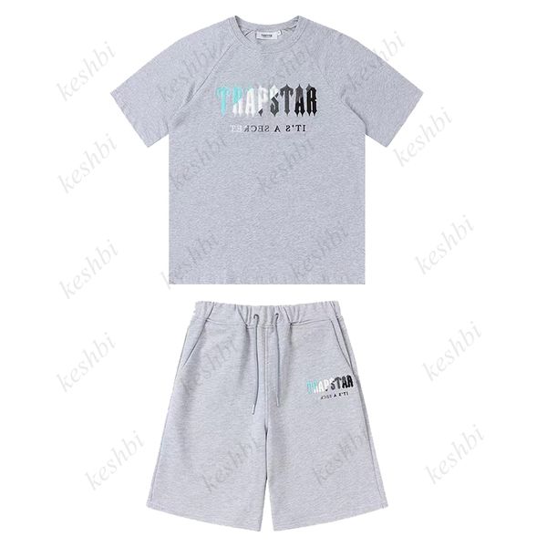 

trapstar mens t shirt pants 2 piece sets designer trapstar tracksuit short and t shirt set black white round neck t-shirt z518, White;black