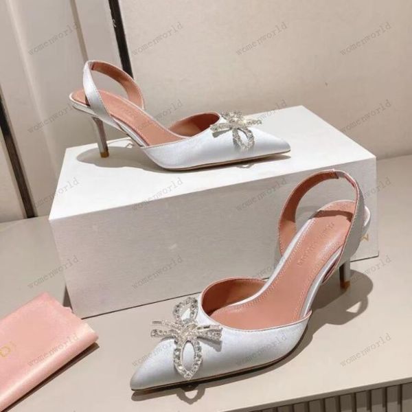 

amina muaddi luxury designer woman sandals italy black satin begum sling heels begum crystal brooch slingback pumps women wine cup heels sli